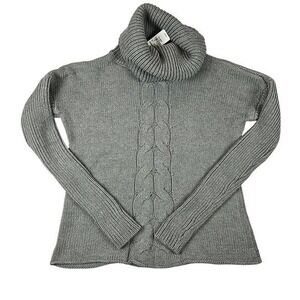 NWT Express Women's Gray Pullover Turtleneck Cable‎ Knit Fisherman Sweater XXS